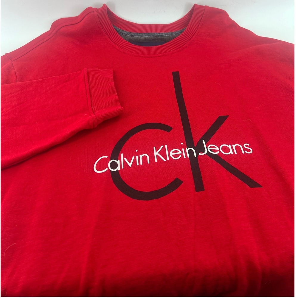 Calvin Klein Jeans Red Big & Tall Crewneck Sweatshirt Logo Graphic 4XLT 4XL Tall